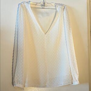 J. Crew White Textured V-Neck Blouse